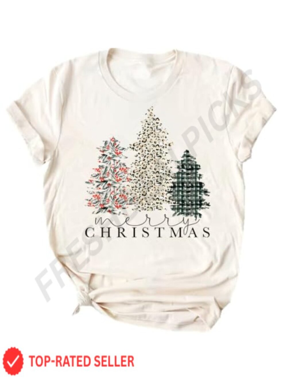 Women's Christmas Tree Graphic T-Shirt Short Sleeve Crew Neck Holiday Tee